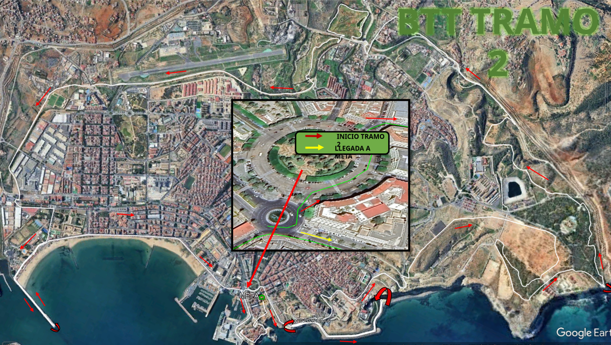 Plano del segundo tramo del recorrido BTT con la llegada a meta