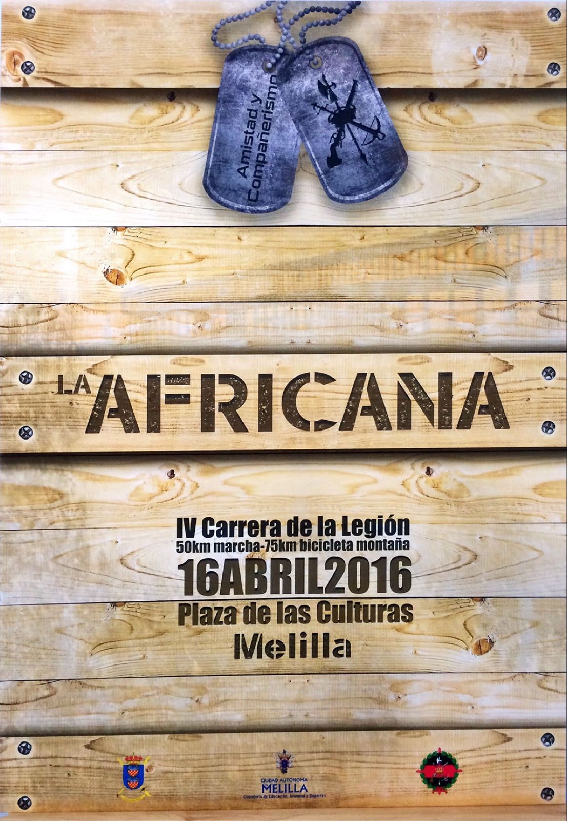 Cartel de La Africana, IV Carrera de la Legión, 16 de abril de 2016 en la Plaza de las Culturas de Melilla