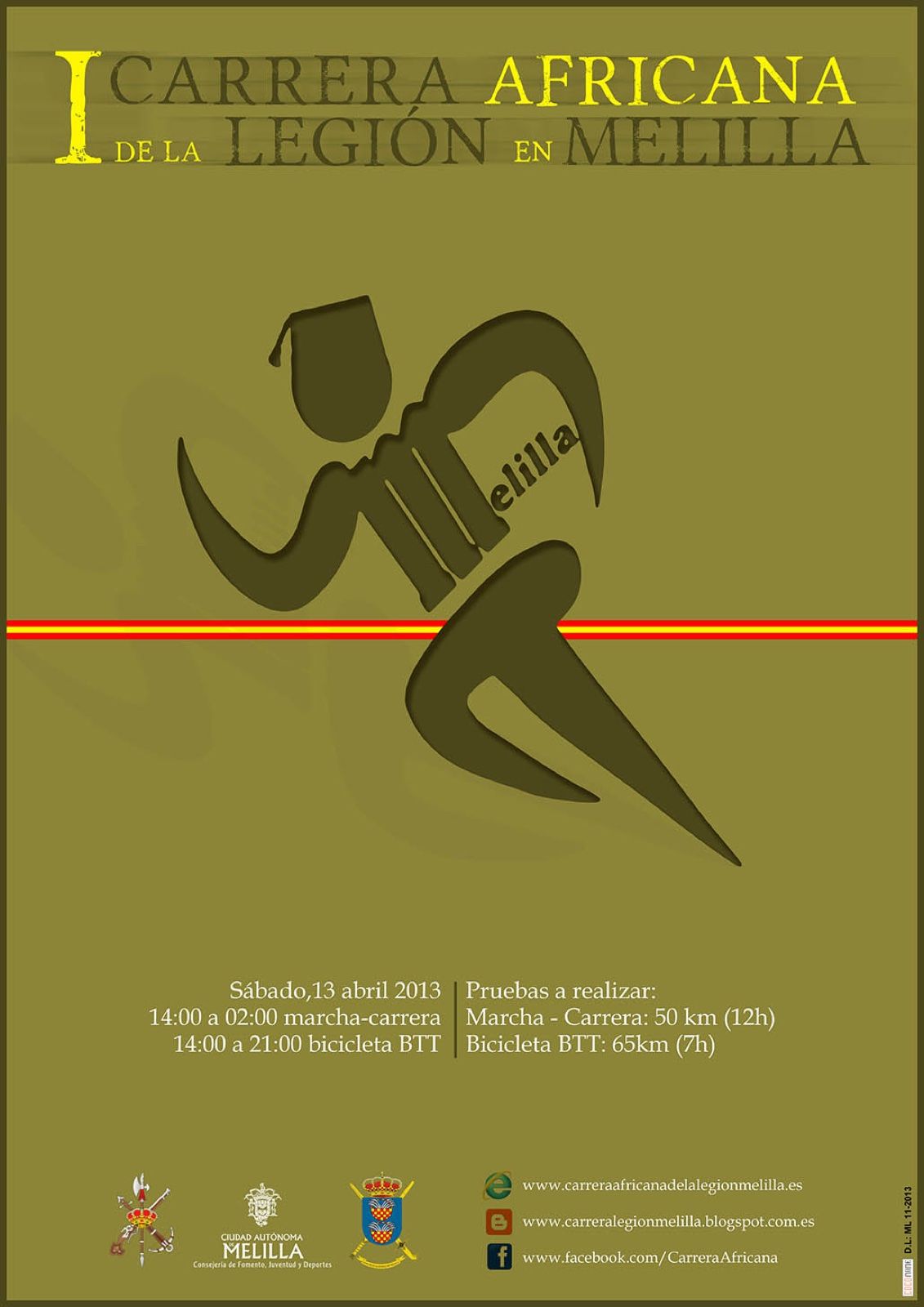 Cartel de la I Carrera Africana de la Legión en Melilla, sábado 13 de abril de 2013
