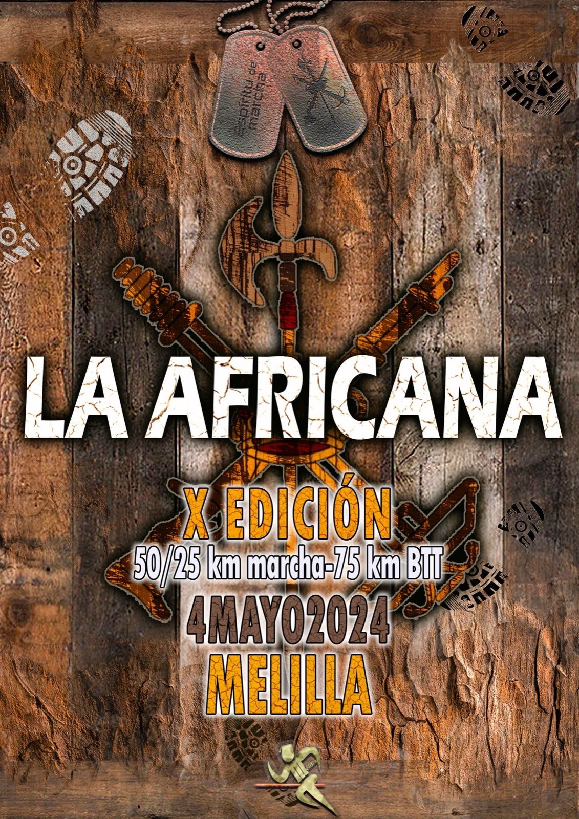 Cartel de La Africana, X edición, 4 de mayo de 2024, con el emblema de La Legión